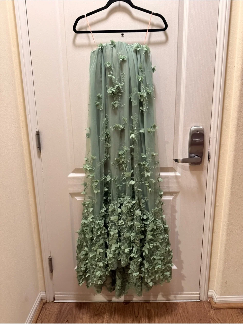 HELSI Sage Green Audrey Embroidered Floral Appliqué Dress size XS Preloved - Picture 2 of 4